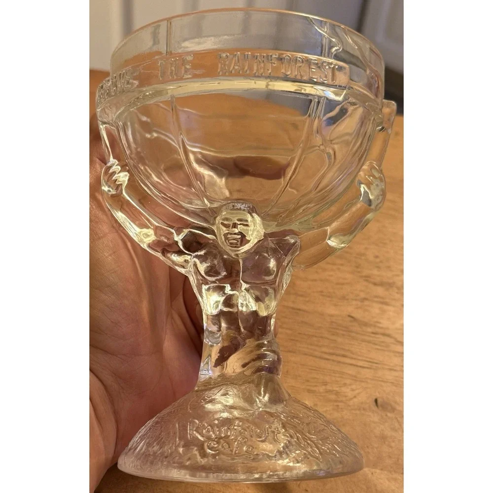 Rescue The‎ Rainforest Cafe Atlas Glass Bowl Candy Dish Cup Goblet HTF EUC